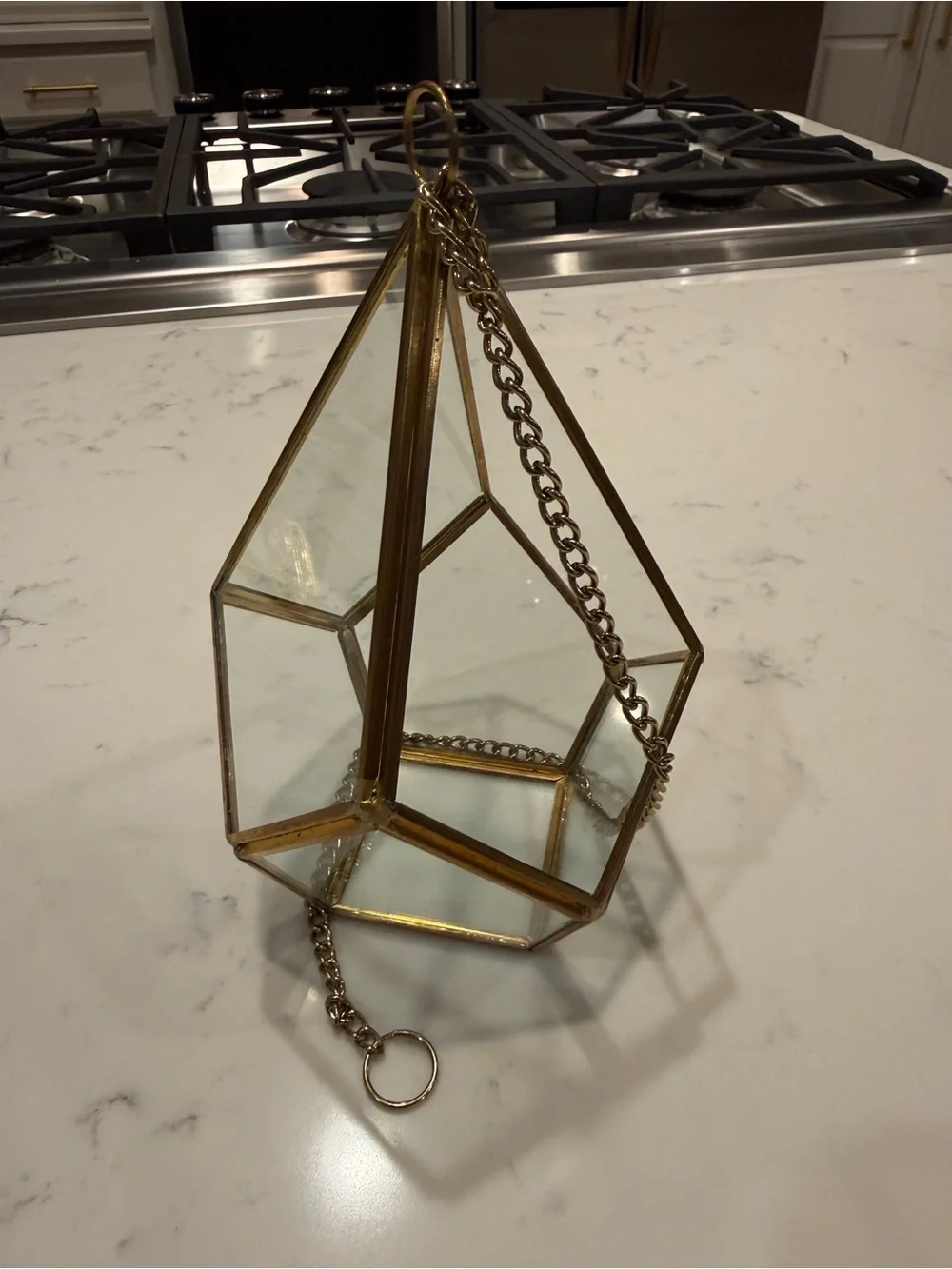 Geometric Triangle Glass Terrarium Hanging Planter for Succulents & Air Plants